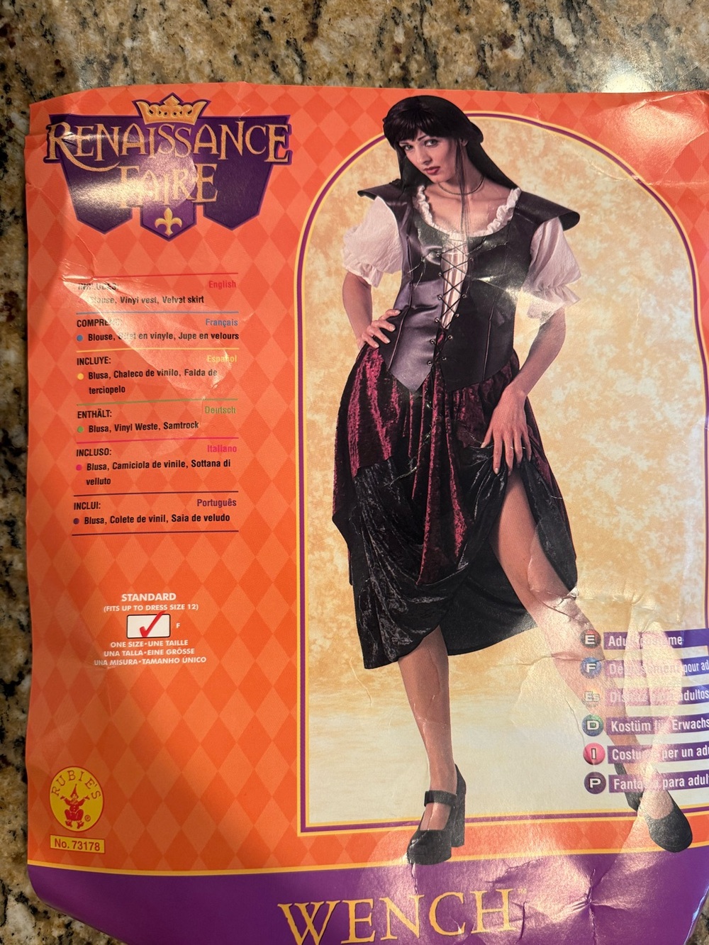 Rubie's Wench Renaissance Faire Halloween cosplay Costume One size up to sz 12